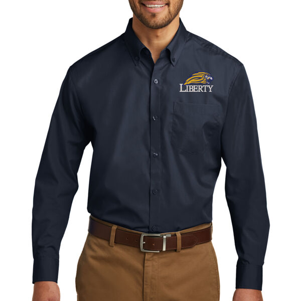 Port Authority® Long Sleeve Carefree Poplin Shirt - Embroidered Logo Thumbnail