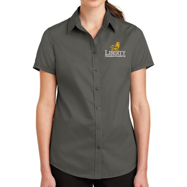 Port Authority® Ladies Short Sleeve SuperPro™ Twill Shirt - Embroidered Logo Thumbnail