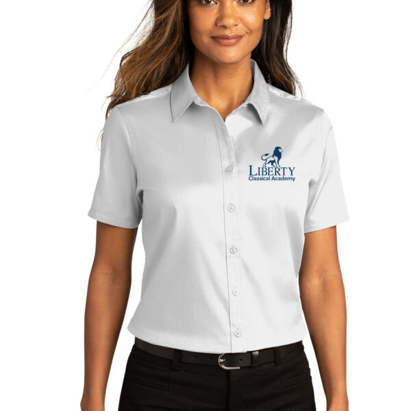 Port Authority® Ladies Short Sleeve SuperPro React ™ Twill Shirt - Embroidered Logo Thumbnail