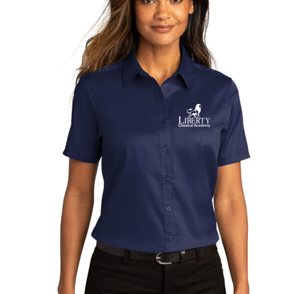 Port Authority® Ladies Short Sleeve SuperPro React ™ Twill Shirt - Embroidered Logo Thumbnail