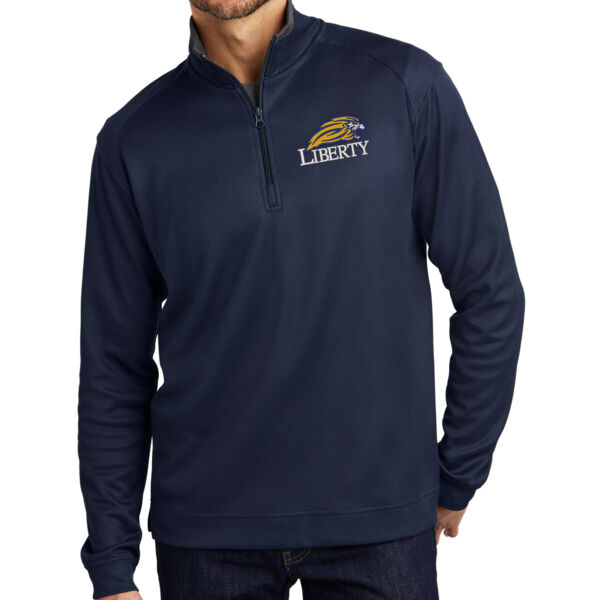 Port Authority® Vertical Texture 1/4-Zip Pullover - Embroidered Logo Thumbnail