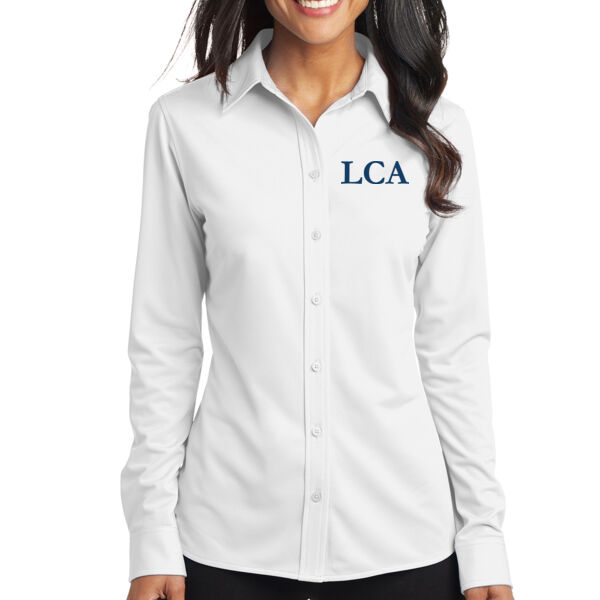 Port Authority® Ladies Dimension Knit Dress Shirt - Embroidered Logo Thumbnail