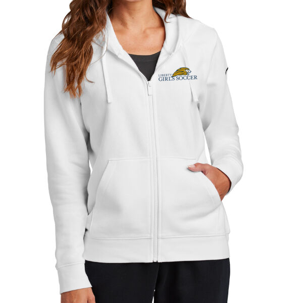 Nike Ladies Club Fleece Sleeve Swoosh Full-Zip Hoodie - Embroidered Logo Thumbnail