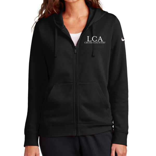 Nike Ladies Club Fleece Sleeve Swoosh Full-Zip Hoodie - Embroidered Logo Thumbnail