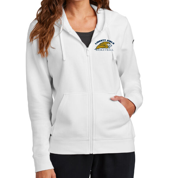 Nike Ladies Club Fleece Sleeve Swoosh Full-Zip Hoodie - Embroidered Logo Thumbnail