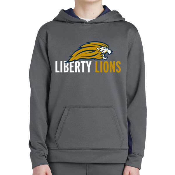 Sport Tek Youth Sport Wick Fleece Colorblock Hooded Pullover - Printed Logo Thumbnail